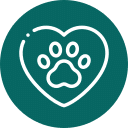 A heart with a paw print.